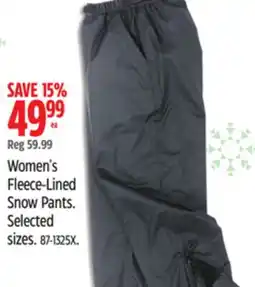 Canadian Tire Women's Fleece-Lined Snow Pants offer