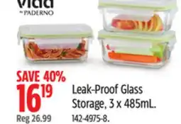 Canadian Tire Vida by PADERNO Leak-Proof Glass Storage offer