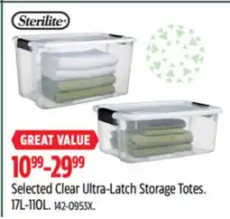 Canadian Tire Selected Clear Ultra-Latch Storage Totes offer