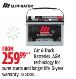 Canadian Tire ELIMINATOR Car & Truck Batteries offer