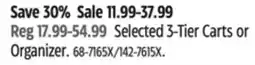 Canadian Tire Selected 3-Tier Carts or Organizer offer