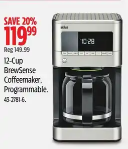 Canadian Tire 12-Cup BrewSense Coffeemaker. Programmable offer