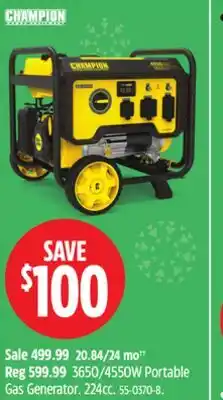 Canadian Tire CHAMPION 650/4550W Portable Gas Generator offer