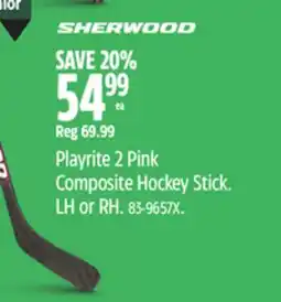 Canadian Tire Playrite 2 Pink Composite Hockey Stick offer