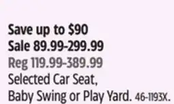 Canadian Tire Graco Selected Car Seat, Baby Swing or Play Yard offer