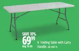 Canadian Tire For Living 6´ Folding Table with Carry Handle offer