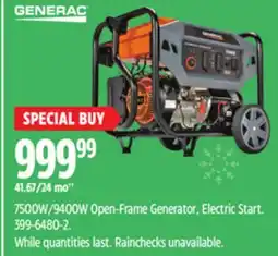 Canadian Tire 7500W/9400W Open-Frame Generator, Electric Start offer