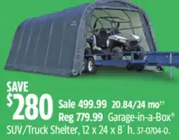 Canadian Tire Shelter Logic Garage-in-a-Box SUV/Truck Shelter, 12 x 24 x 8´ h offer