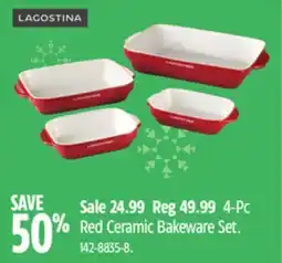 Canadian Tire Lagostina 4-Pc Red Ceramic Bakeware Set offer