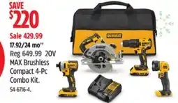 Canadian Tire DEWALT MAX Brushless Compact 4-Pc Combo Kit offer