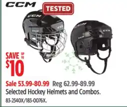 Canadian Tire CCM Selected Hockey Helmets and Combos offer