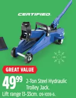 Canadian Tire Certified 2-Ton Steel Hydraulic Trolley Jack offer
