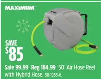 Canadian Tire MAXIMUM 50' Air Hose Reel with Hybrid Hose offer