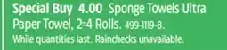 Canadian Tire Sponge Towels Ultra Paper Towel, 2=4 Rolls offer