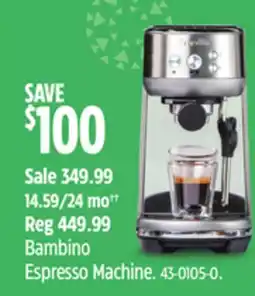 Canadian Tire Breville Bambino Espresso Machine offer