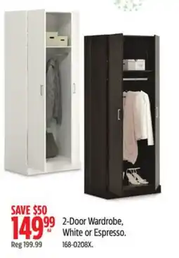 Canadian Tire Sauder 2-Door Wardrobe, White or Espresso offer