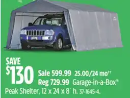 Canadian Tire ShelterLogic Garage-in-a-Box Peak Shelter, 12 x 24 x 8´ h offer