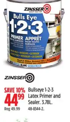 Canadian Tire Zinsser Bullseye 1-2-3 Latex Primer and Sealer offer