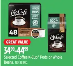 Canadian Tire Selected Coffee K-Cup Pods or Whole Beans offer