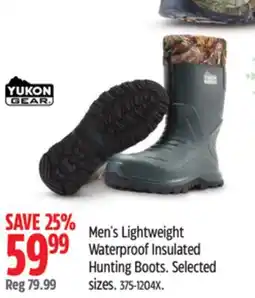 Canadian Tire Yukon Gear Men's Lightweight Waterproof Insulated Hunting Boots offer