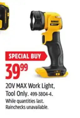 Canadian Tire 20V MAX Work Light, Tool Only offer