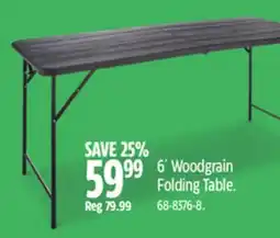 Canadian Tire 6´ Woodgrain Folding Table offer