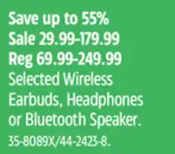 Canadian Tire Selected Wireless Earbuds, Headphones or Bluetooth Speaker offer