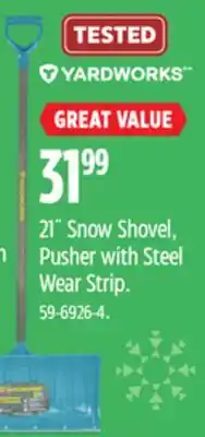 Canadian Tire 21˝ Snow Shovel, Pusher with Steel Wear Strip offer