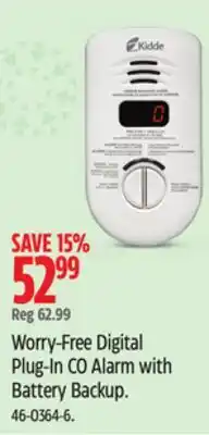 Canadian Tire Worry-Free Digital Plug-In CO Alarm with Battery Backup offer