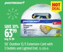 Canadian Tire MASTERCRAFT 50´ Outdoor 12/3 Extension Cord with 3 Outlets and Lighted End offer