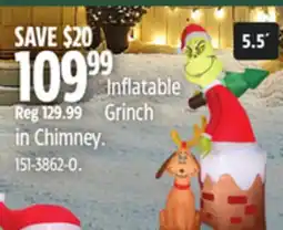 Canadian Tire Gemmy Inflatable Grinch in Chimney 5.5´ offer