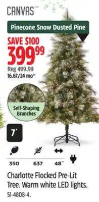Canadian Tire Canvas Charlotte Flocked Pre-Lit Tree offer