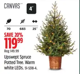Canadian Tire CANVAS Upswept Spruce Potted Tree. Warm white LEDs offer