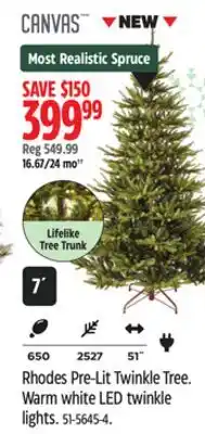 Canadian Tire Rhodes Pre-Lit Twinkle Tree. Warm white LED twinkle lights offer
