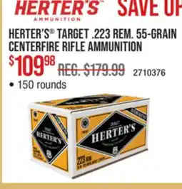 Cabela's HERTER'S TARGET. 223 REM. 55-GRAIN CENTERFIRE RIFLE AMMUNITION offer