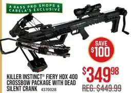 Cabela's KILLER INSTINCT FIERY HDX 400 CROSSBOW PACKAGE WITH DEAD SILENT CRANK offer