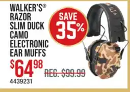 Cabela's WALKER'S RAZOR SLIM DUCK CAMO ELECTRONIC EAR MUFFS offer