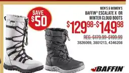 Cabela's MEN'S & WOMEN'S BAFFIN ESCALATE X OR WINTER CLOUD BOOTS offer