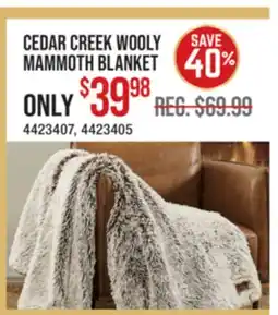 Cabela's CEDAR CREEK WOOLY MAMMOTH BLANKET offer