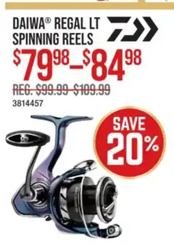 Cabela's DAIWA REGAL LT SPINNING REELS offer