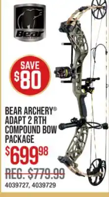 Cabela's BEAR ARCHERY ADAPT 2 RTH COMPOUND BOW PACKAGE offer