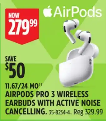 Canadian Tire Apple AIRPODS PRO 3 WIRELESS EARBUDS WITH ACTIVE NOISE CANCELLING offer