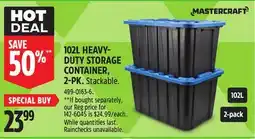 Canadian Tire MASTERCRAFT 102L HEAVY- DUTY STORAGE CONTAINER, 2-PK offer