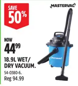 Canadian Tire MASTERVAC 18.9L WET/ DRY VACUUM offer