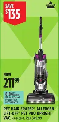 Canadian Tire BISSELL PET HAIR ERASER ALLERGEN LIFT-OFF PET PRO UPRIGHT VAC offer
