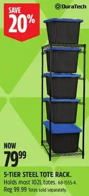 Canadian Tire Duratech 5-TIER STEEL TOTE RACK offer