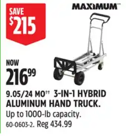 Canadian Tire MAXIMUM 3-IN-1 HYBRID ALUMINUM HAND TRUCK offer