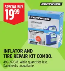 Canadian Tire CERTIFIED INFLATOR AND TIRE REPAIR KIT COMBO offer