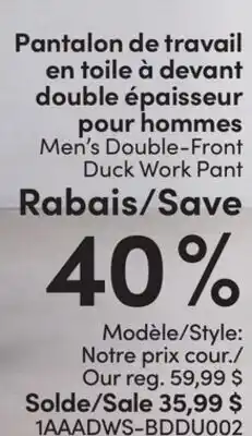 L'équipeur Men's Double-Front Duck Work Pant offer