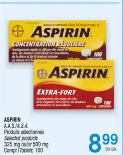 Uniprix ASPIRIN A.A.S./A.S.A. Produits sélectionnés/ Selected products 325 mg ou/or 500 mg offer
